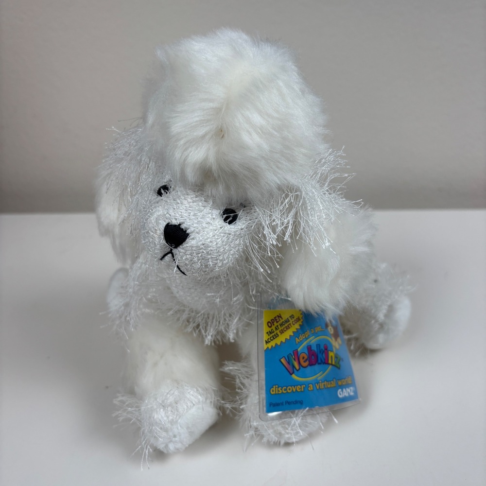 Ganz Webkinz White Poodle Plush Stuffed Animal HM014 New With Sealed Tag Code